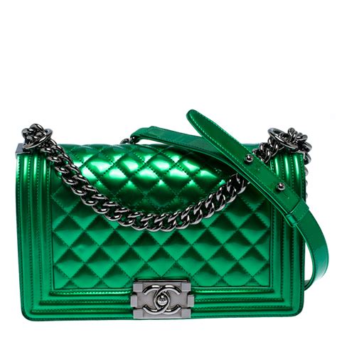 chanel boy bag dark green